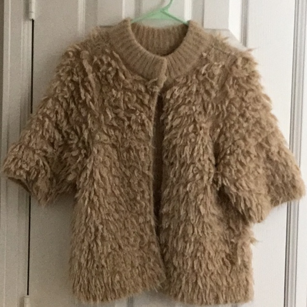 Fun furry half sleeve cardigan from Anthropologie